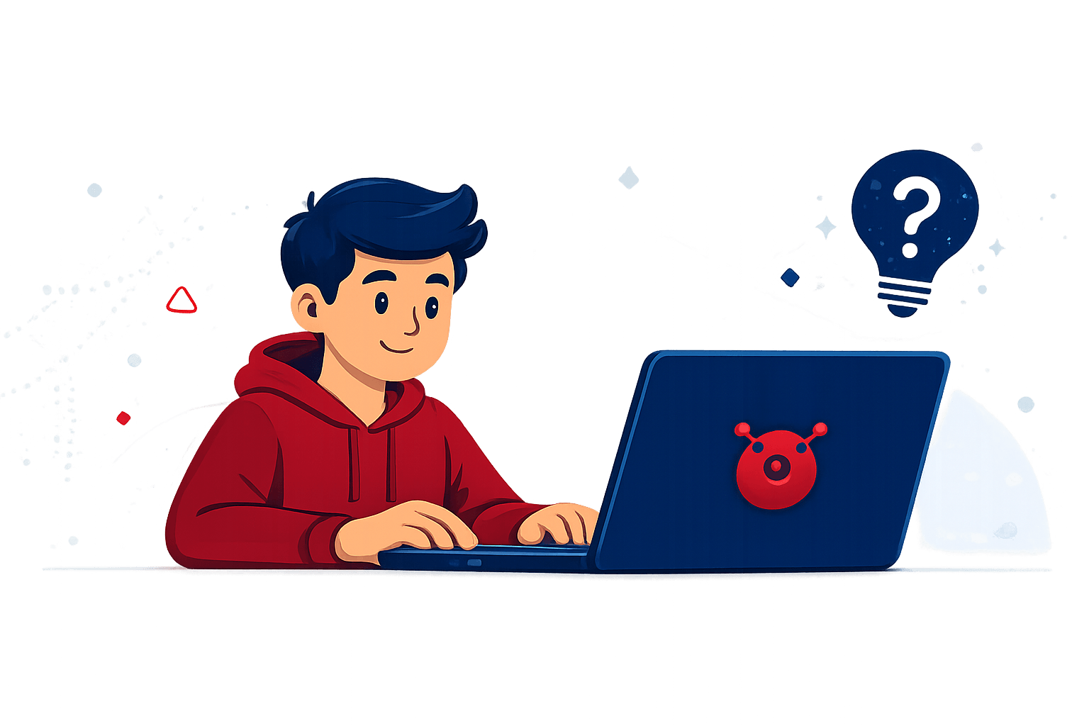 Student at laptop illustration